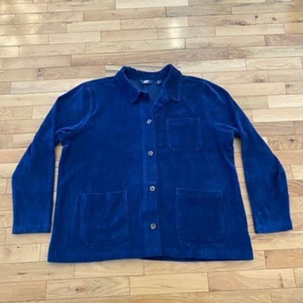 Lands End Womens XL Shacket Cotton‎ Button Front Shirt Jacket